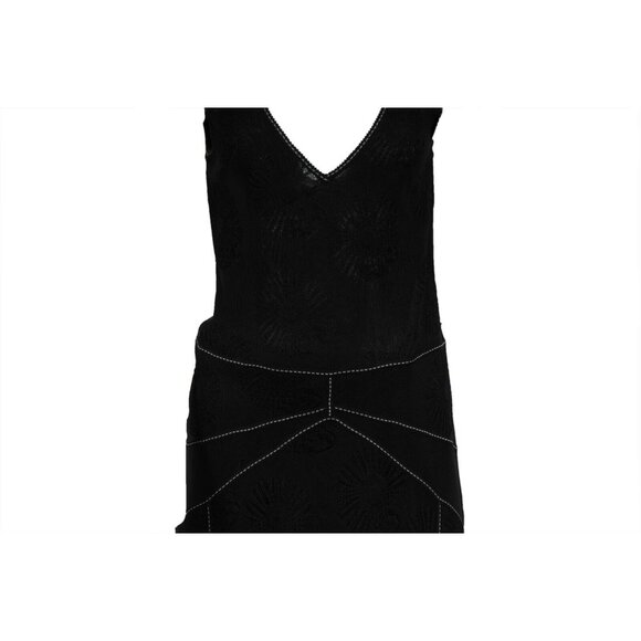 John Galliano Vintage Contrast Stitching Knee Length Dress Medium Black Viscose - Picture 3 of 14